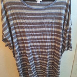 LuLaRoe Striped Purple and Gray Irma Top